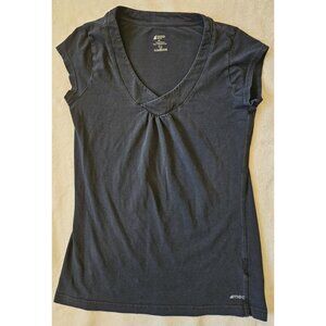 MEC women's Small basic black short sleeve v-neck tee t-shirt top